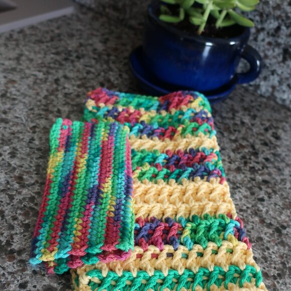 Multicolored Crochet Dish Drying Mats 100% Cotton Kitchen - Picture 15 of 15
